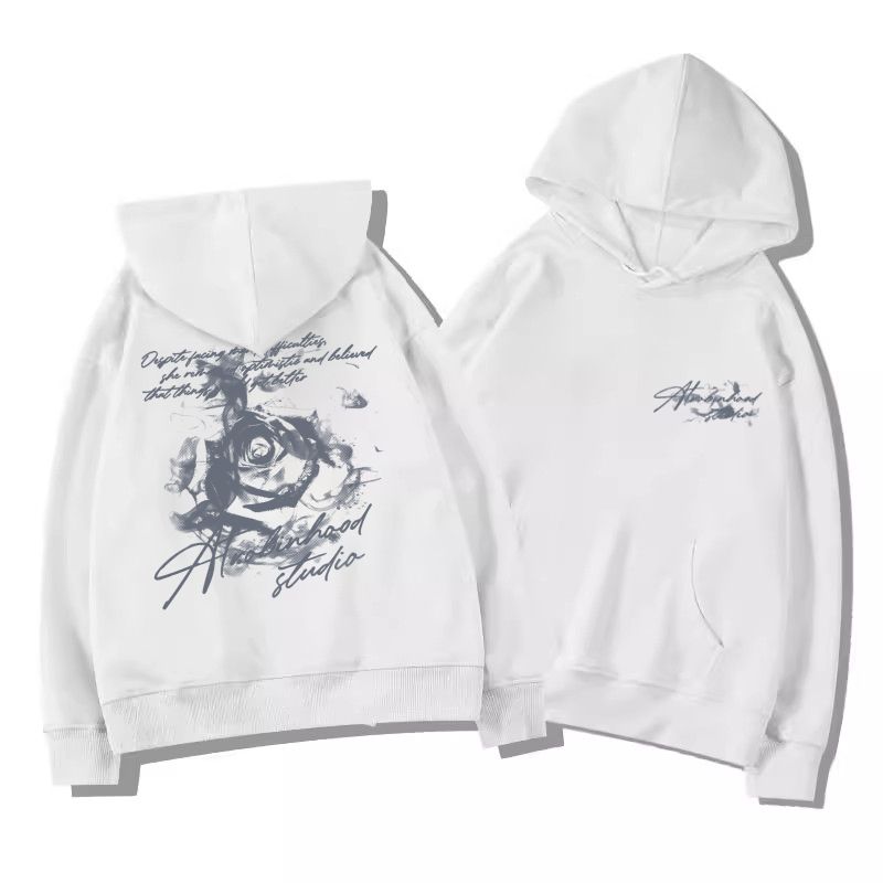 Letter Rose Print Hoodie Men W - đánh giá và giá Street Fashion Trends