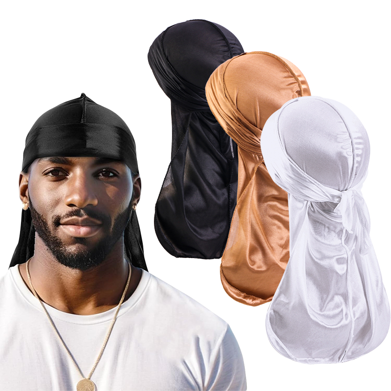 3PCS/LOT Long Durag Silk Satin - đánh giá và giá Street Fashion Hats